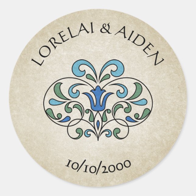 Mittelalterliche Hochzeit Runder Aufkleber (Vorderseite)