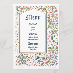 Mittelalterliche Hochzeiten von erleuchteten Vögel Menükarte