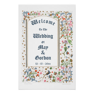 Mittelalterliche Hochzeiten von erleuchteten Vögel Poster