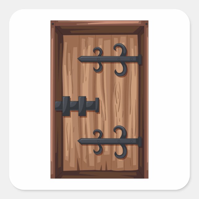 mittelalterliche Holztür Quadratischer Aufkleber (Vorderseite)