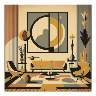 Mittelalterliche Innenarchitektur Herbsttöne Wohnz Poster