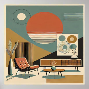 Mittelalterliche Innenarchitektur Sunrise Wohnzimm Poster