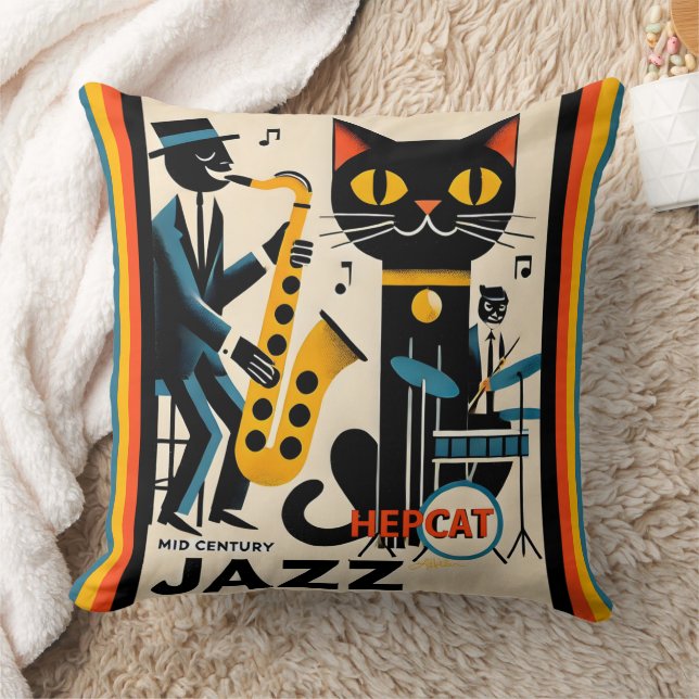 Mittelalterliche Jazz-Zeitalter HepCat Black Cat Kissen (Decke)