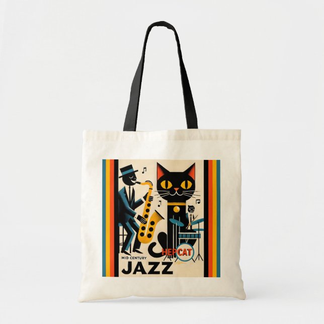 Mittelalterliche Jazz-Zeitalter HepCat Black Cat Tragetasche (Vorne)
