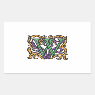 Mittelalterliche Kalligraphie-eleganter Buchstabe Rechteckiger Aufkleber