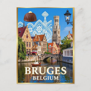 Mittelalterliche Kanäle von Brügge Belgische Stadt Postkarte