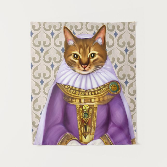 Mittelalterliche Katze Maiden Wandteppich (Vorderseite)