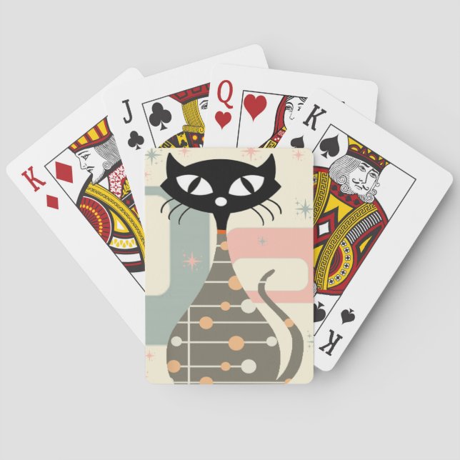 Mittelalterliche Katze Mitte des Jahrhunderts Mode Spielkarten (Rückseite)