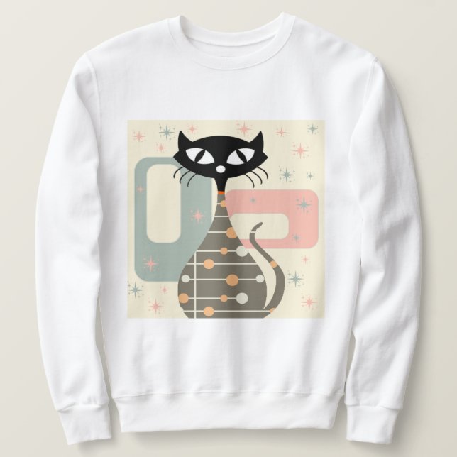 Mittelalterliche Katze Mitte des Jahrhunderts Mode Sweatshirt (Design vorne)