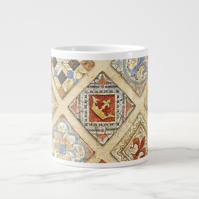 Mittelalterliche Keramik Kronen Lilie Jumbo-Tasse (Vorderseite)