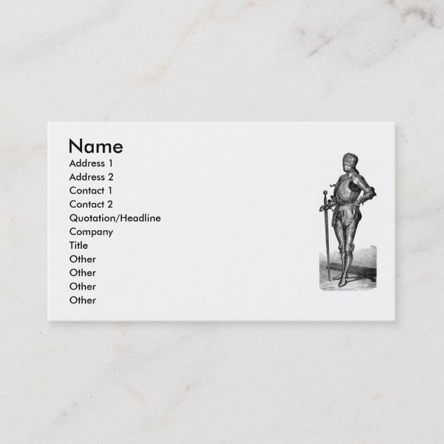 Mittelalterliche Knight Business Card Visitenkarte (Vorderseite)