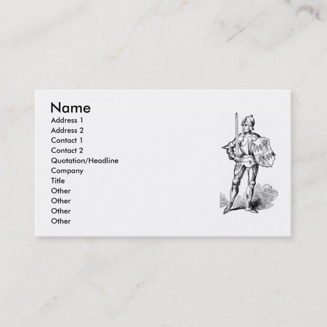 Mittelalterliche Knight Business Card Visitenkarte (Vorderseite)