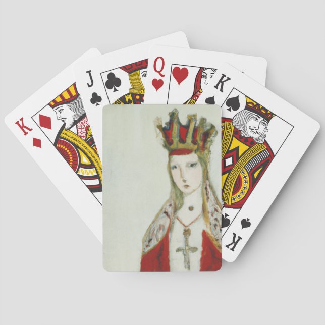 Mittelalterliche Königin spielt Karten Spielkarten (Rückseite)