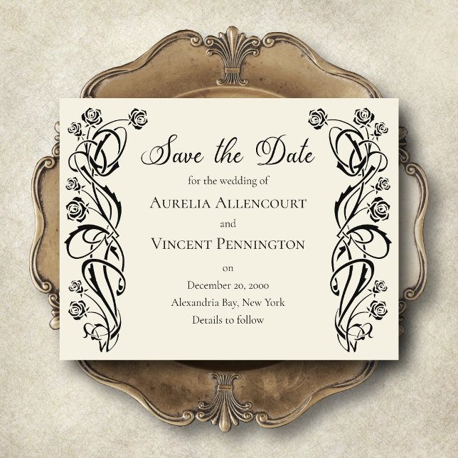 Mittelalterliche königliche Rose Hochzeit retten d Save The Date (Von Creator hochgeladen)