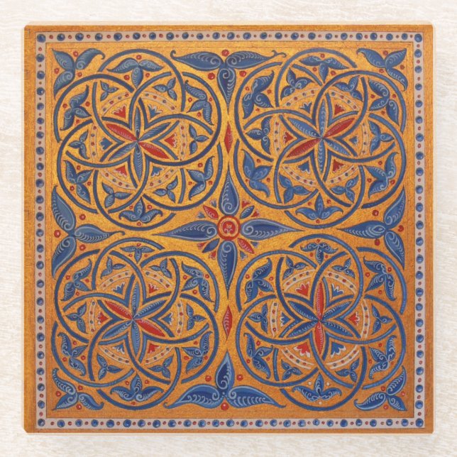 Mittelalterliche Kreise Glasuntersetzer (Vorderseite)
