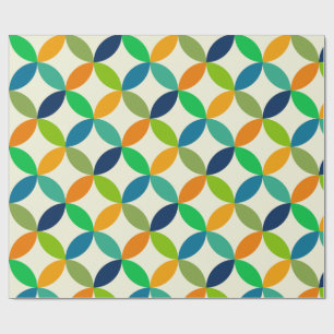 Mittelalterliche Kreise in blau, grün und orange Geschenkpapier