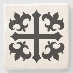 Mittelalterliche Kreuz- und Lilie-Symbole Steinuntersetzer