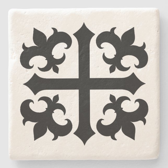 Mittelalterliche Kreuz- und Lilie-Symbole Steinuntersetzer (Vorderseite)