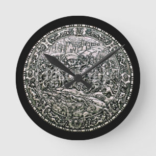 MITTELALTERLICHE KRIEGS-SCHILD-WANDUHR RUNDE WANDUHR