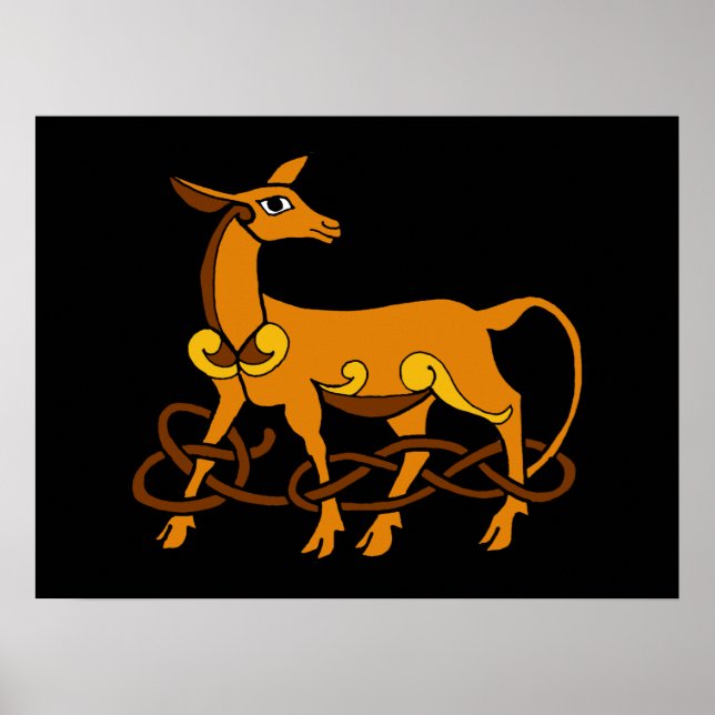 Mittelalterliche Kunst keltischer Knoten Braun Hir Poster (Vorne)