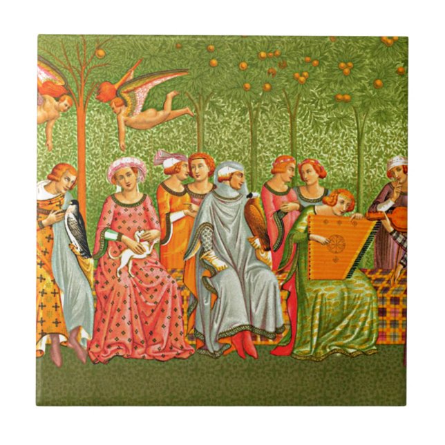 Mittelalterliche Kunst - Le Songe de la Vie Fliese (Vorderseite)