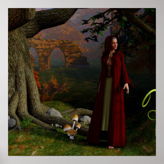 Mittelalterliche Lady Fantasy Art Forest Poster