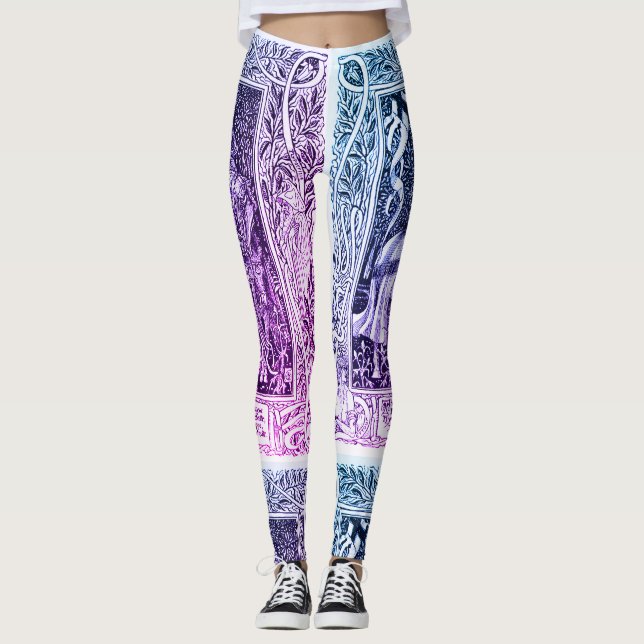 Mittelalterliche Lady, Ritterhorseback Lila Blaues Leggings (Vorderseite)