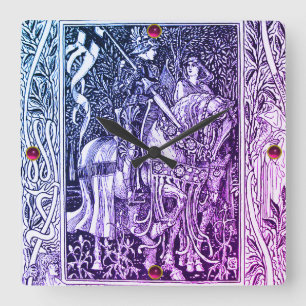 MITTELALTERLICHE LEGENDEN Dame und Ritter zu Quadratische Wanduhr