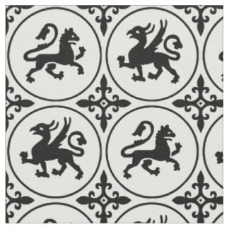 mittelalterliche Löwen und Griffins Stoff