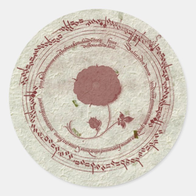 mittelalterliche Manuskript-Blume Runder Aufkleber (Vorderseite)