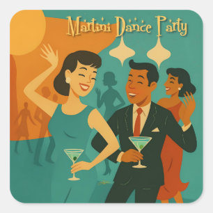Mittelalterliche Martini-Tanzparty Quadratischer Aufkleber