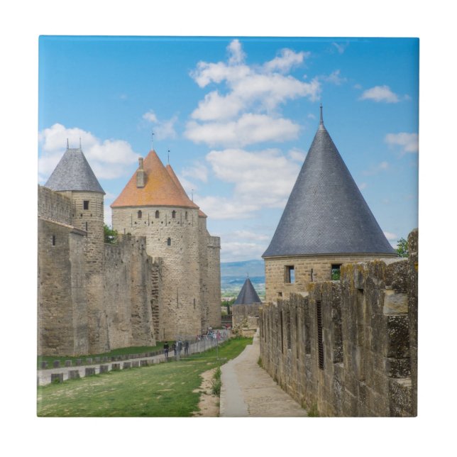 Mittelalterliche Mauern von Carcassonne Fliese (Vorderseite)