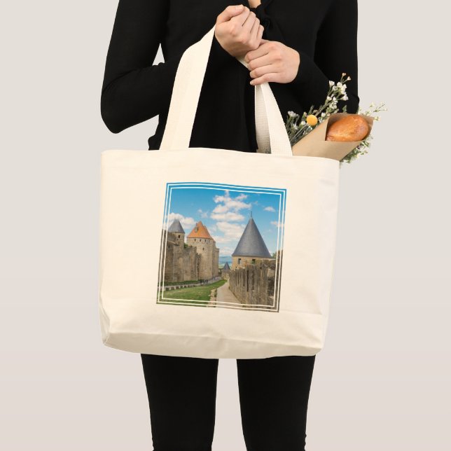 Mittelalterliche Mauern von Carcassonne Jumbo Stoffbeutel (Vorderseite (Produkt))