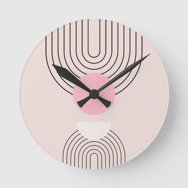 Mittelalterliche Moderne 06 Blush Pink Boho Arch Runde Wanduhr (Vorderseite)