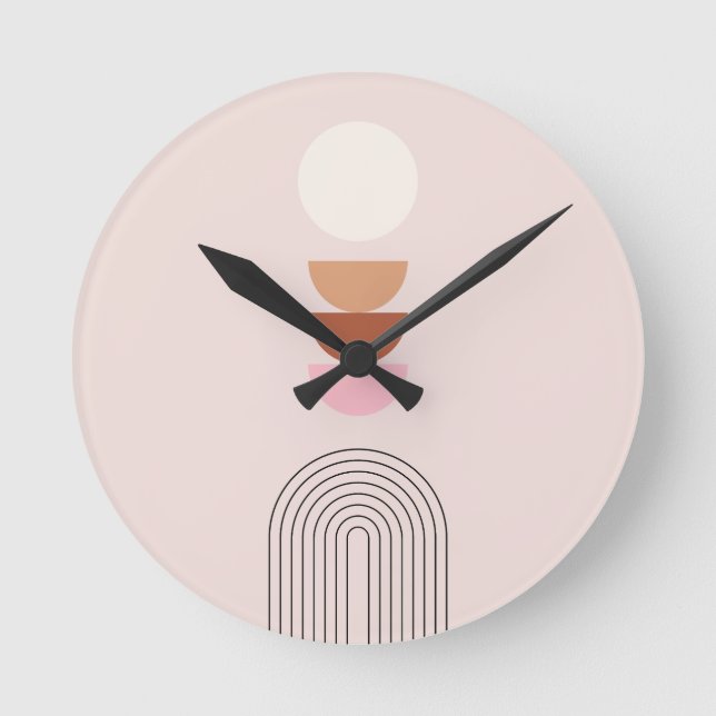 Mittelalterliche Moderne 08 Arch Blush Pink Runde Wanduhr (Vorderseite)