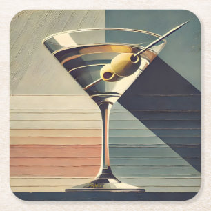 Mittelalterliche Moderne 2 Live Martini Cocktail S Rechteckiger Pappuntersetzer