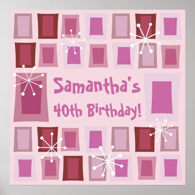 Mittelalterliche Moderne 40. Geburtstagspink Poster (Vorne)