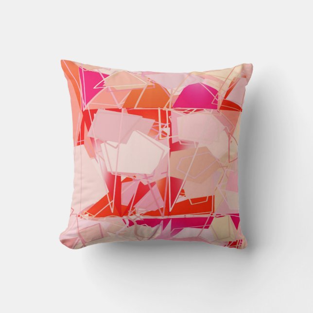 Mittelalterliche Moderne Abstrakt, Coral Pink & Fu Kissen (Vorderseite)