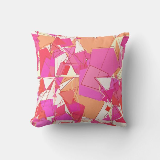 Mittelalterliche Moderne Abstrakt, Fuchsia, Coral  Kissen (Vorderseite)