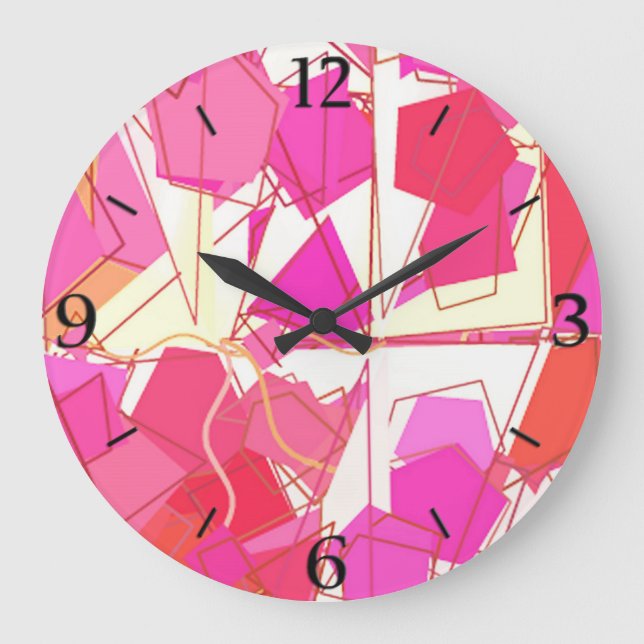 Mittelalterliche Moderne Abstrakt, Fuchsia und Kor Große Wanduhr (Vorderseite)