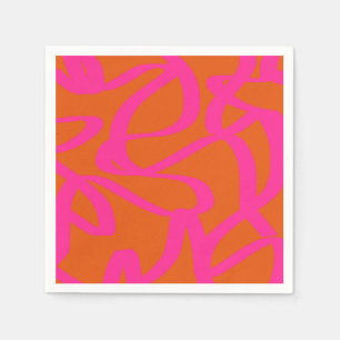 Mittelalterliche moderne Abstrakte Linien Orange u Serviette