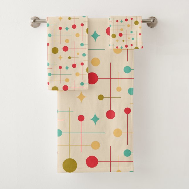 Mittelalterliche Moderne Abstrakte Muster 29 Creme Badhandtuch Set (Insitu)