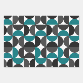 Mittelalterliche Moderne Abstrakte Muster Blau & W Geschenkpapier Set