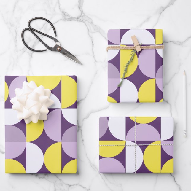 Mittelalterliche Moderne Abstrakte Muster Lila und Geschenkpapier Set (Vorderseite)