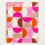 Mittelalterliche Moderne Abstrakte Muster Rosa Ora Planer<br><div class="desc">Retro Mitte des Jahrhunderts moderne Muster - abstrakte geometrische Formen - minimalistische Muster in Rosa,  Orange,  Braun und Weiß.</div>