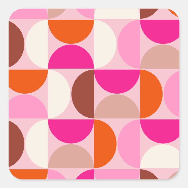 Mittelalterliche Moderne Abstrakte Muster Rosa Ora Quadratischer Aufkleber (Vorderseite)
