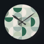 Mittelalterliche moderne Abstrakte Musterschablone Runde Wanduhr<br><div class="desc">Moderne Muster - abstrakte geometrische Formen - minimalistisches Muster in Salbei grün.</div>