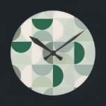 Mittelalterliche moderne Abstrakte Musterschablone Runde Wanduhr<br><div class="desc">Moderne Muster - abstrakte geometrische Formen - minimalistisches Muster in Salbei grün.</div>