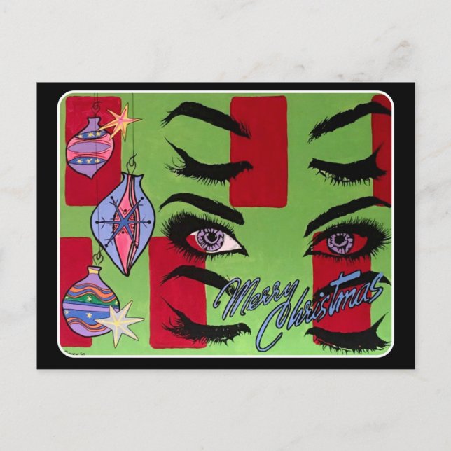 Mittelalterliche Moderne Abstrakte "Santa, Baby"! Postkarte (Vorderseite)