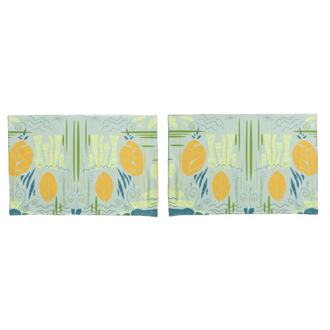 Mittelalterliche Moderne Abstrakte Seenlandschaft  Kissenbezug (Vorderseite-Set)